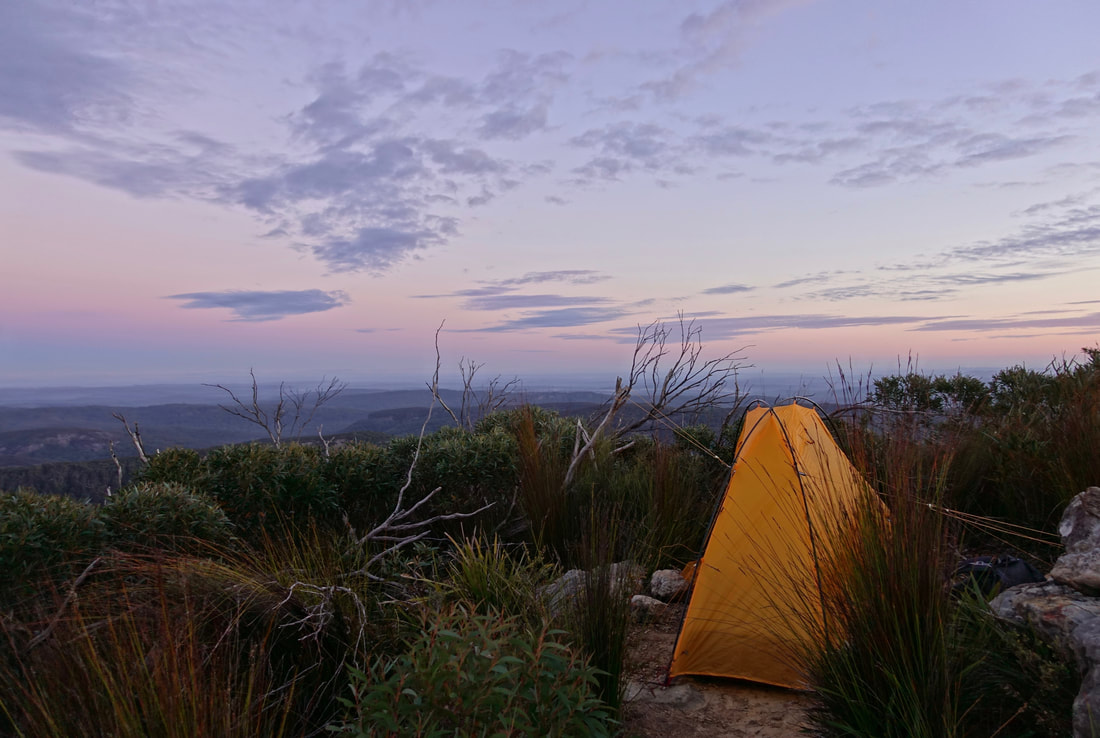 Corang peak summit camp in Morton National Park, Australia