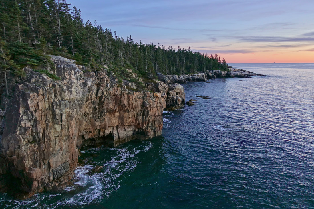 Schoodic peninsula at sunset in the Ravens nest area of Acadia