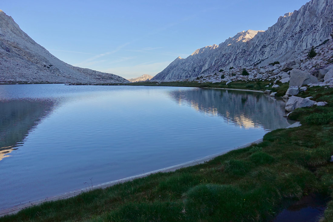 Upper Mills Creek Lake in the morning on the way to Gabbot Pass on the Sierra High Route