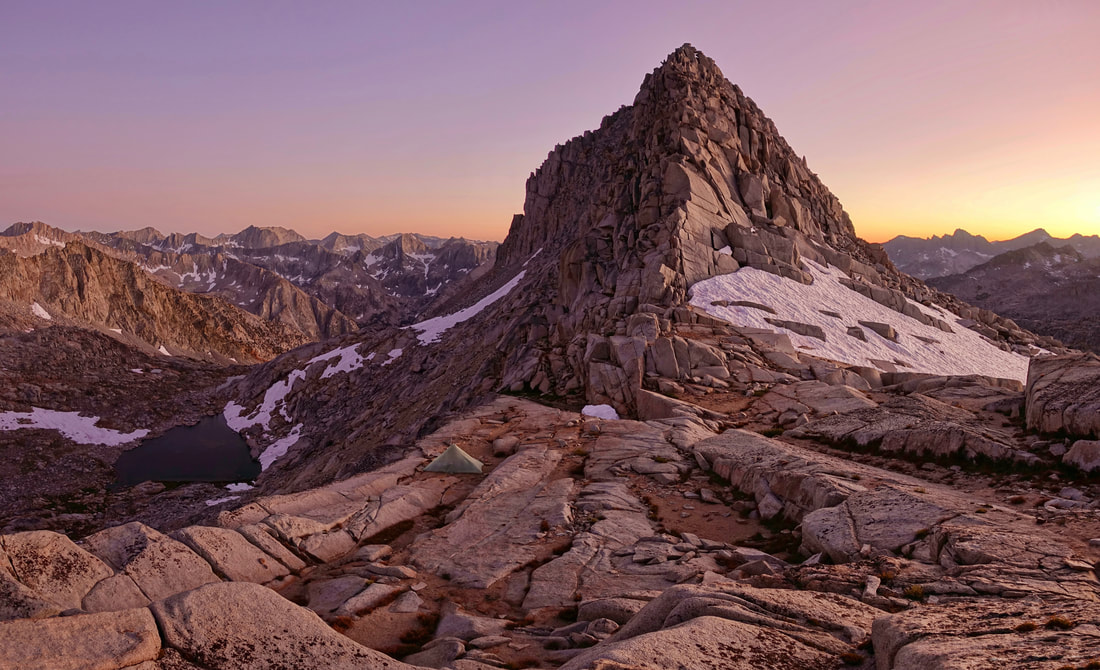 Potluck pass sunset in the Palisade range of the Sierras on the Sierra High Route in California