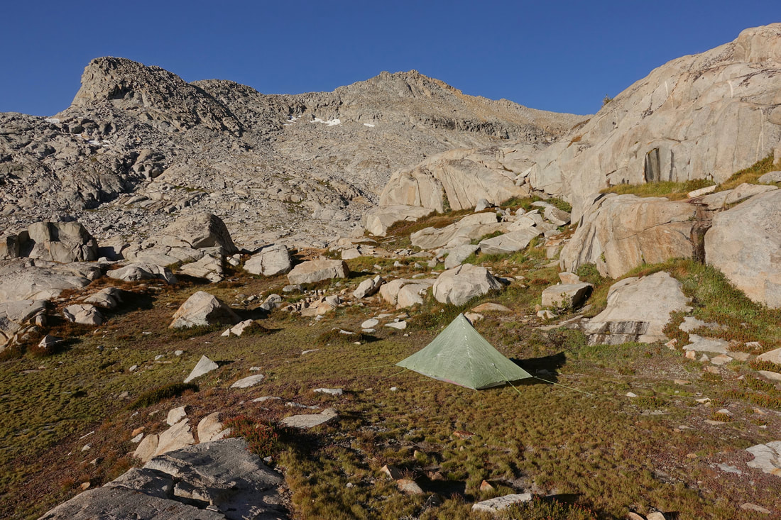 Blue lake camp on the Sierra High Route 