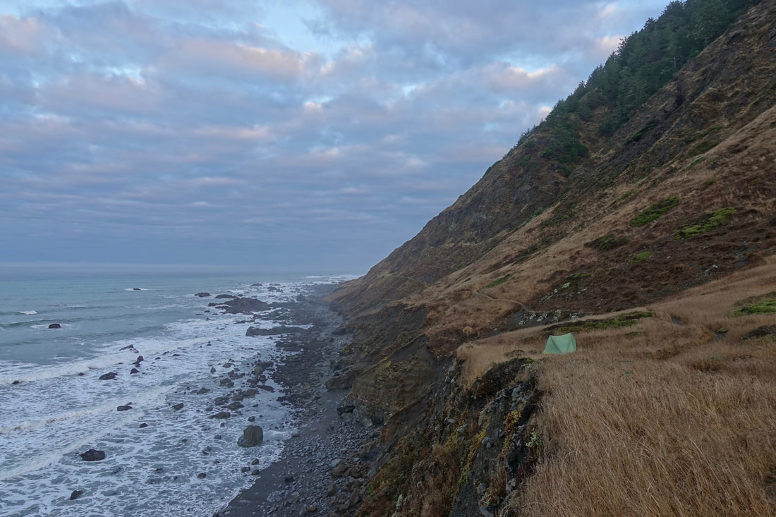 Campsite on the Lost Coast Trail hike in Northern California