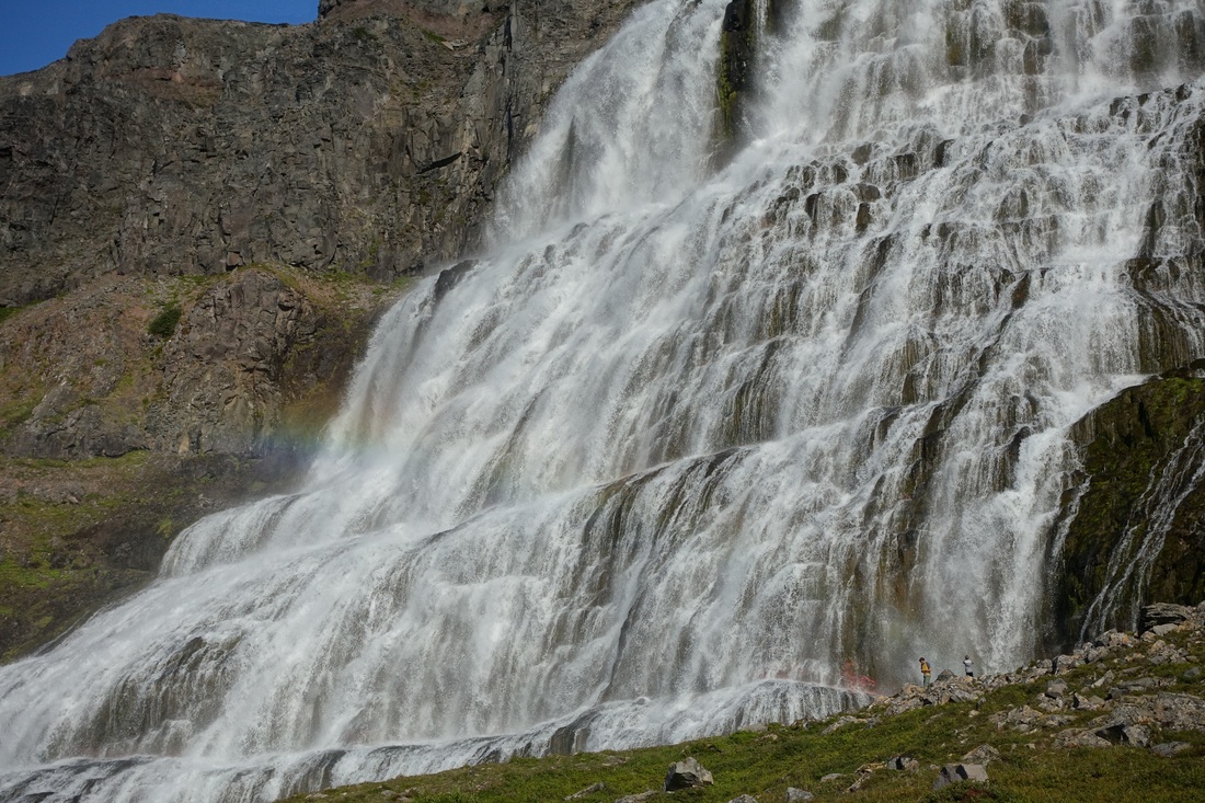 Dynjandi waterfall in Iceland closeup