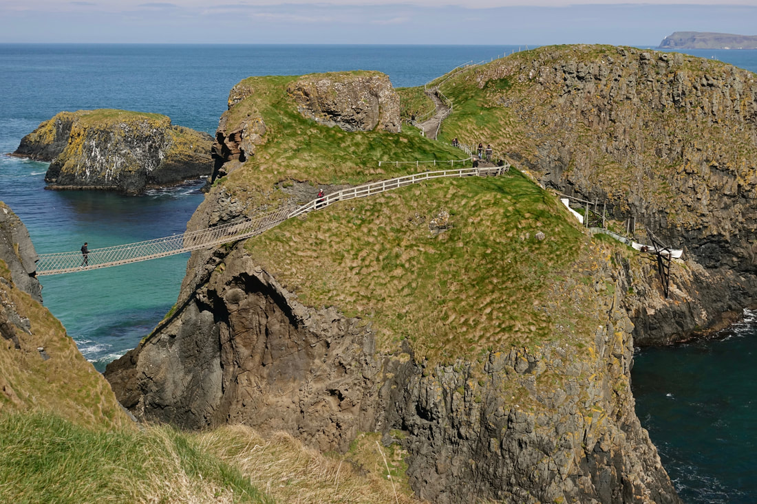 Carrick-a-Rede Rope Bridge on the Causeway coast hike in Northern Irealnd