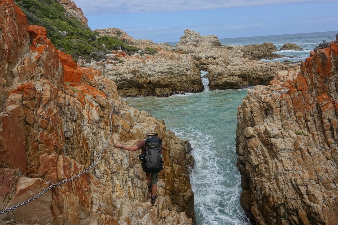 Chain section of the Harkerville coast hiking trail