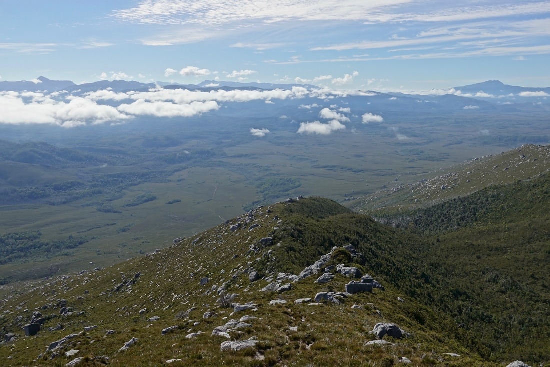 Moraine A climb on the Tasmania hike to the Arthur range