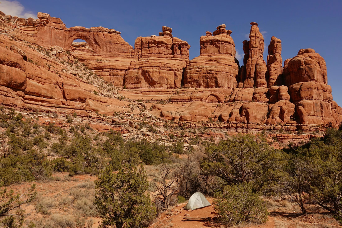 Nevills Arch campsite in Owl Creek Canyon in Cedar Mesa Utah