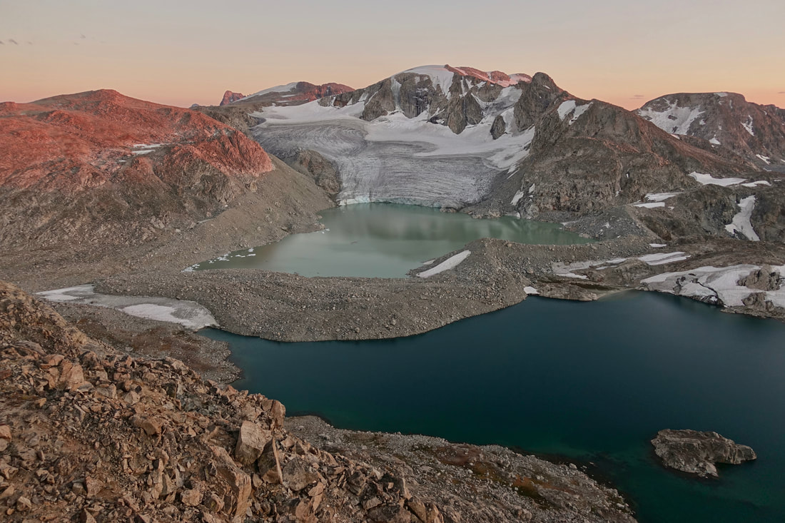 The Sourdough Glacier and Baker Lake from Yukon Peak in the Wind River Range Wyoming