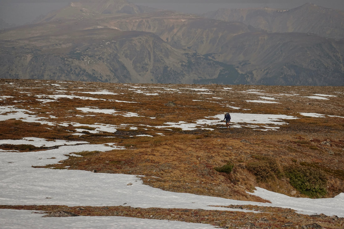 Walking across Froze to Death Plateau in the Beartooths of Montana