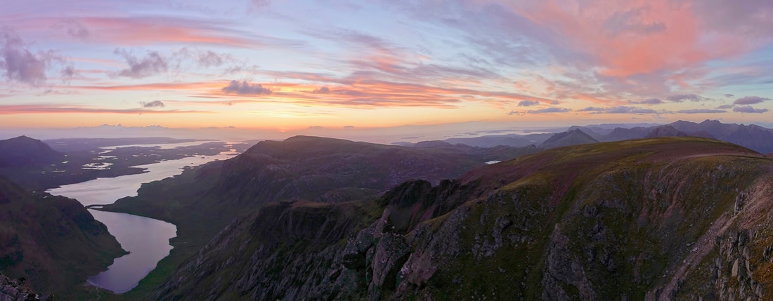 A'Mhaighdean summit panorama in the Fisherfield wilderness Scotland