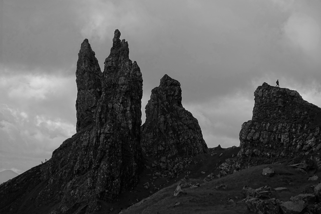 Hikers on the Old Mann of Storr