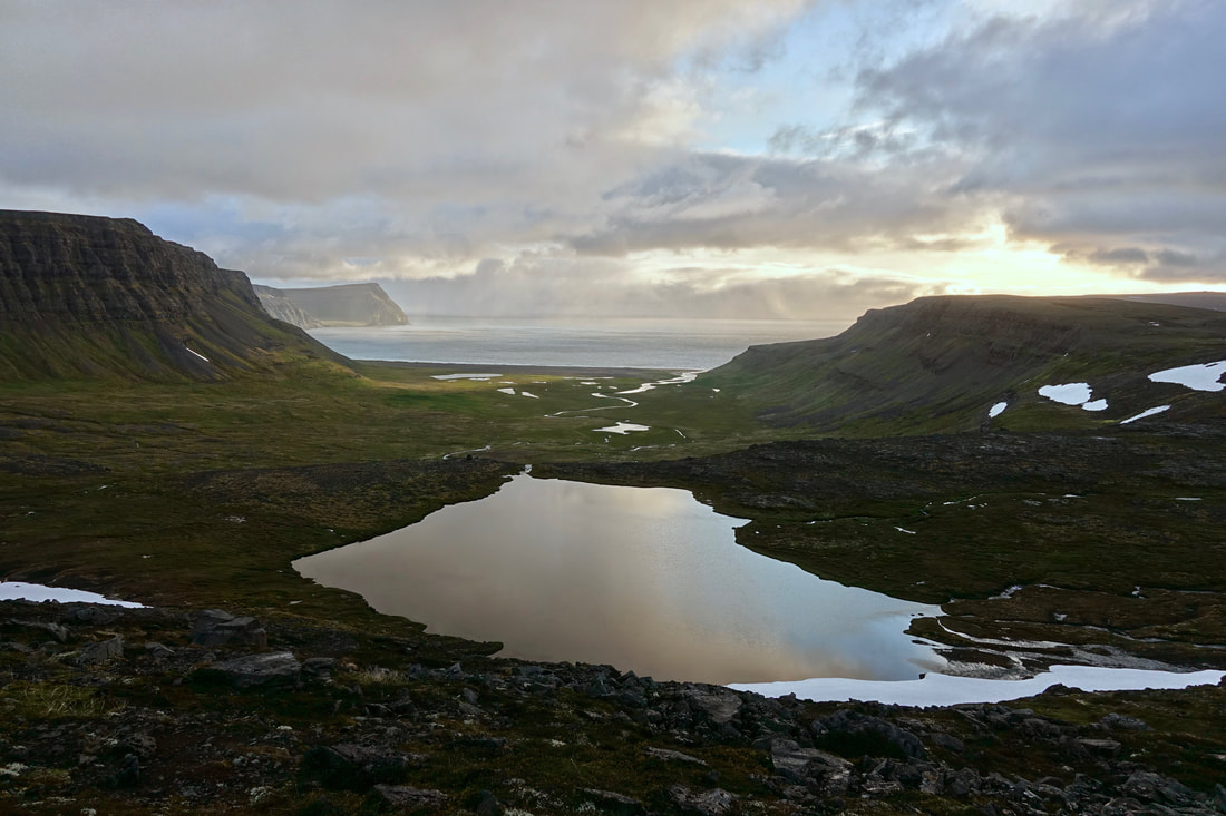 Midvik valley from Burfell on Hornstrandir Iceland