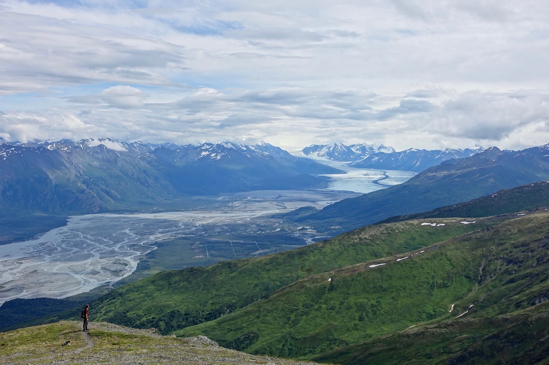 Pioneer Ridge trail, hiking above the Knik Glacier in Alaska