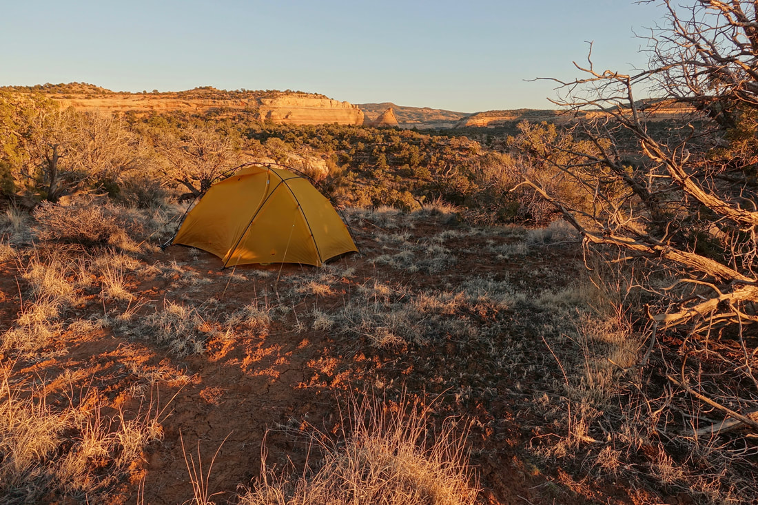 Camp above Mee Canyon near Crown Arch in Black Ridge Canyons Wilderness