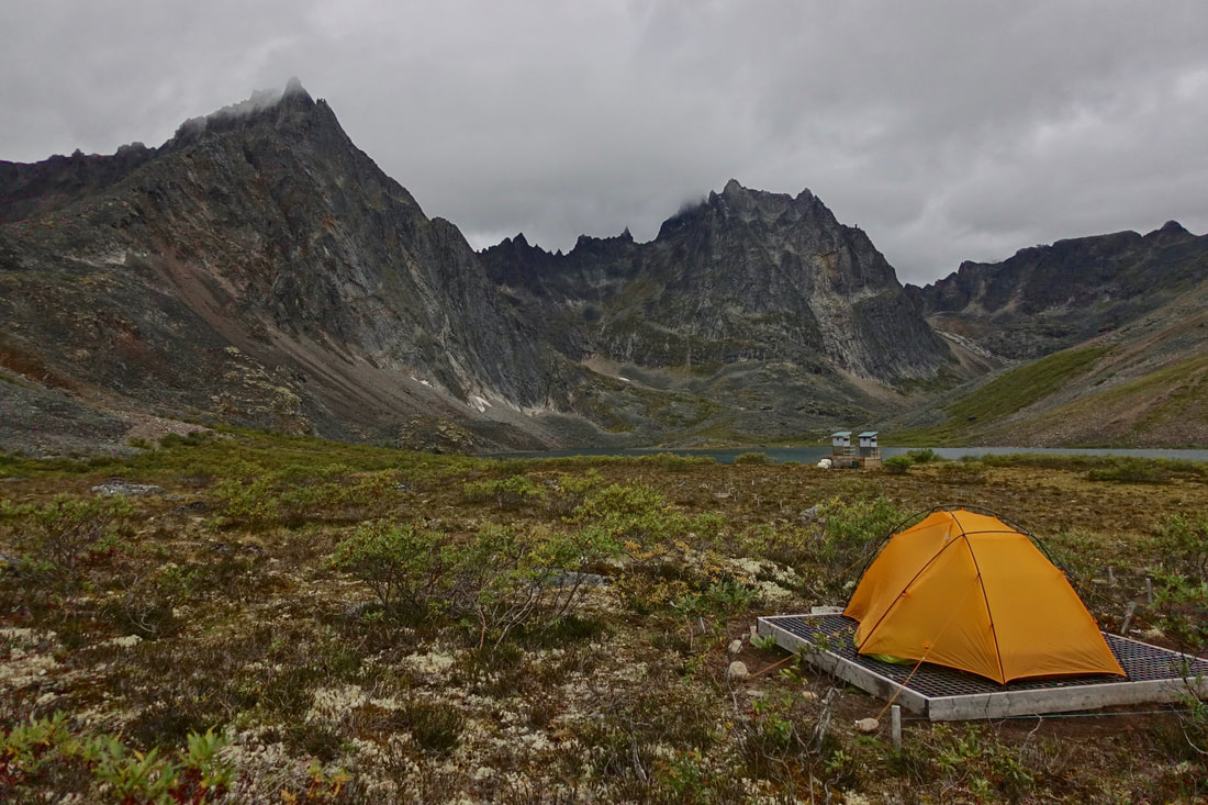 Tent pad at Grizzly Lake in the Tombstones of the Yukon
