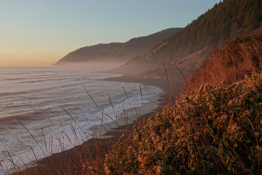 Sunset on the Lost Coast backpacking hike in California