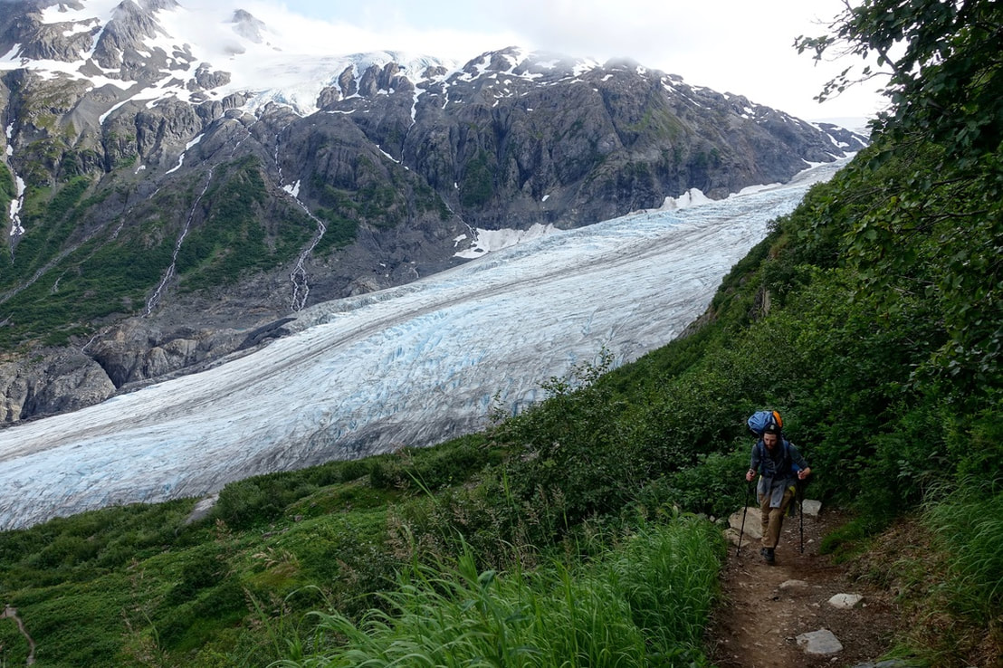 Climbing along Exit Glacier
