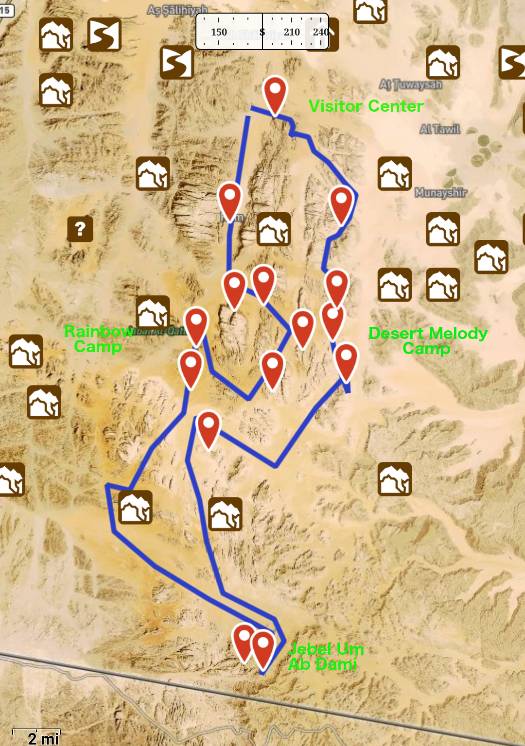 Wadi Rum Overview Map Hiking Multi-day