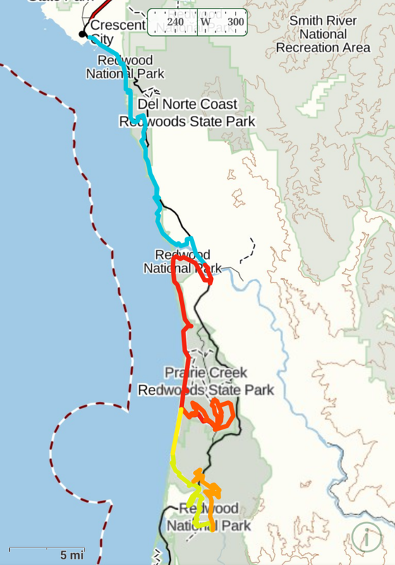 Map of Redwood Coastal Trail